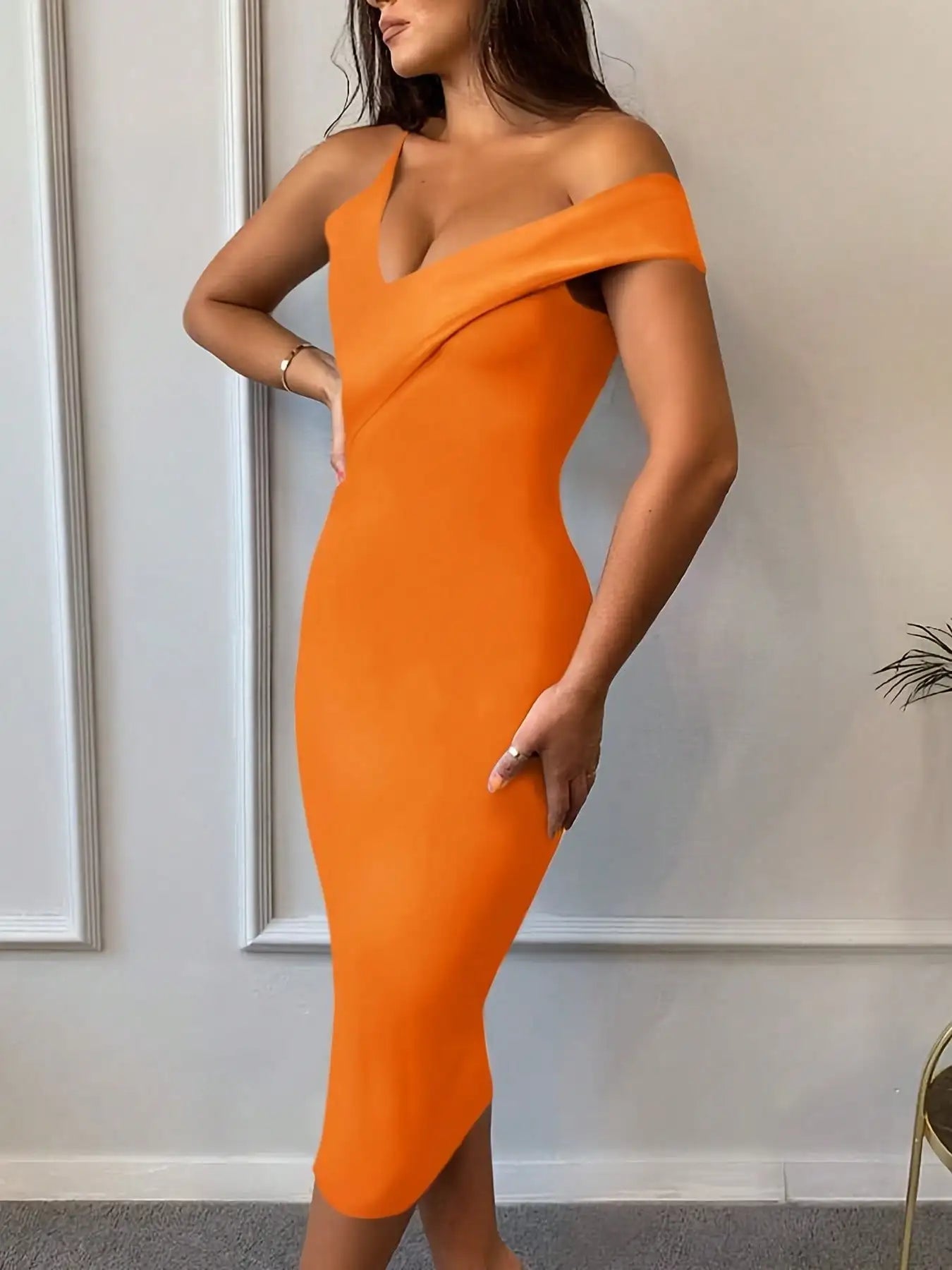 Black Bodycon Dress Evening Party Elegant Sexy One Shoulder