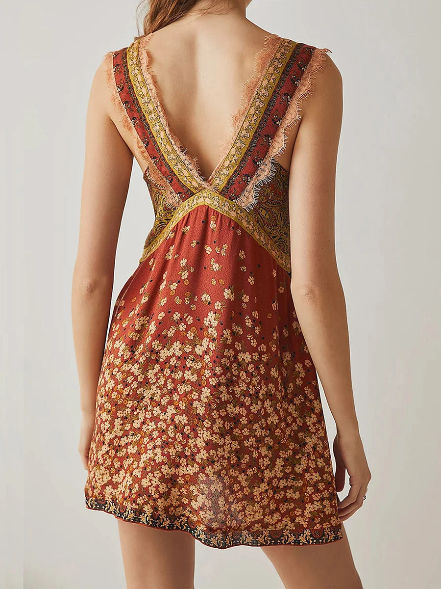 Women’s Sleeveless Lace Trim Dress