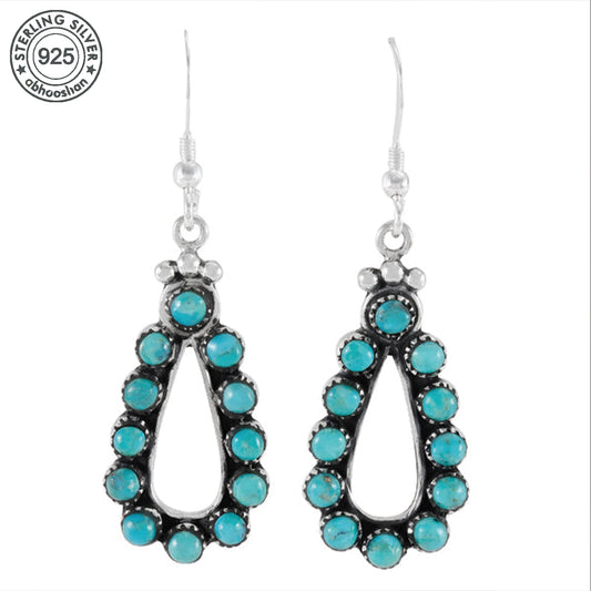 925 Silver, Turquoise Earrings, Women's Earrings with 12 Turquoise Stones