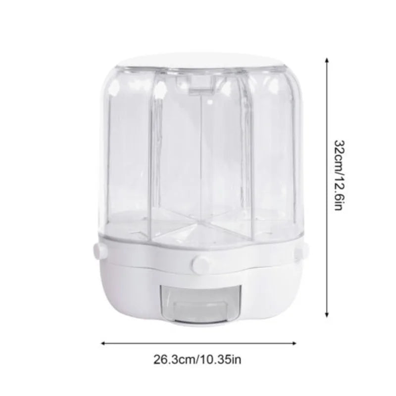 Rotating Food Storage Containers Rice Distributor Transparent Large Capacity Beans Grain Container With Lid