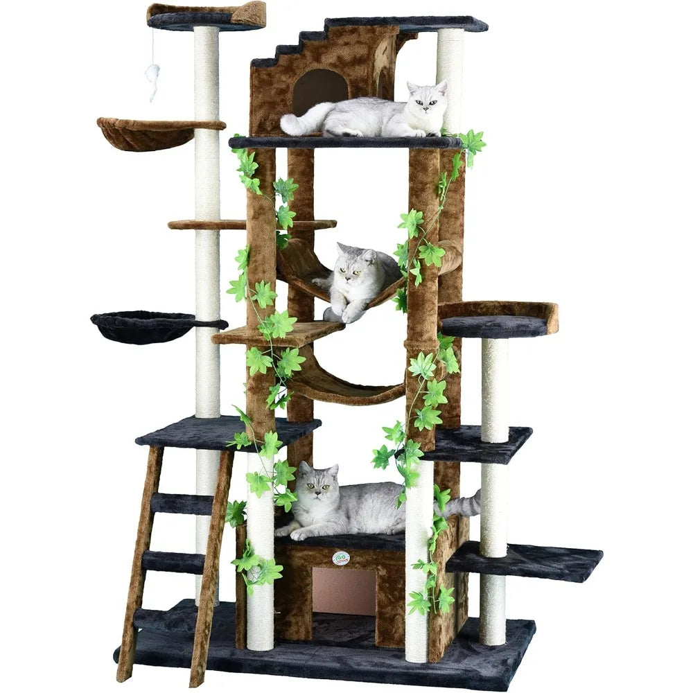 77-Inch Cat Tree, Brown/Black