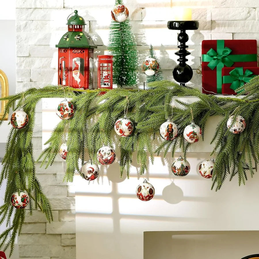 Outus 16 Pcs Santa Claus Black Ball Ornaments for Tree African American Christmas Hanging Ornaments Santa Claus Black Christmas