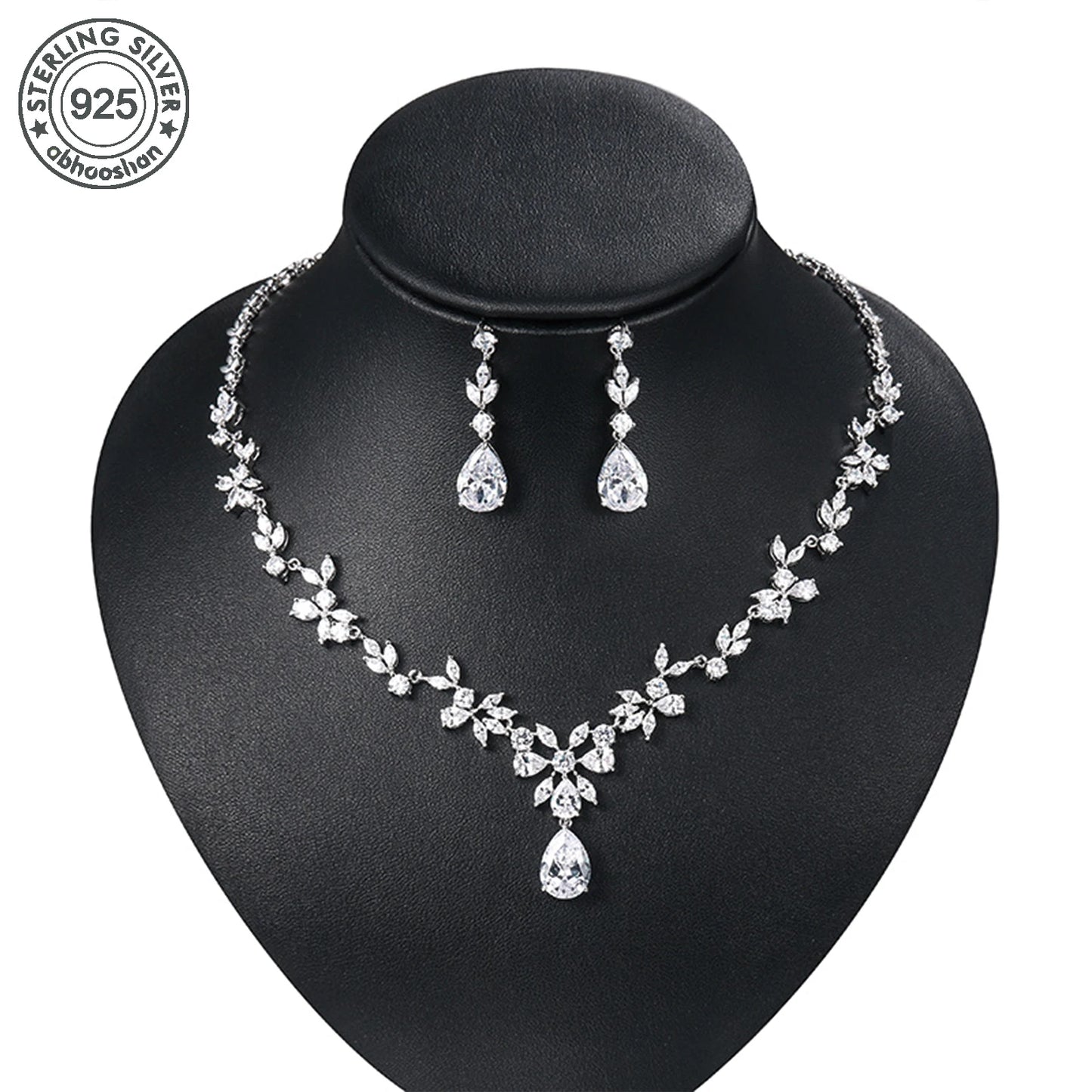 925 Silver, Zirconia Jewellery Set of 2, Necklace and EarringsHigh quality women's jewellery, Mother's Day, Birthday, Anniversar