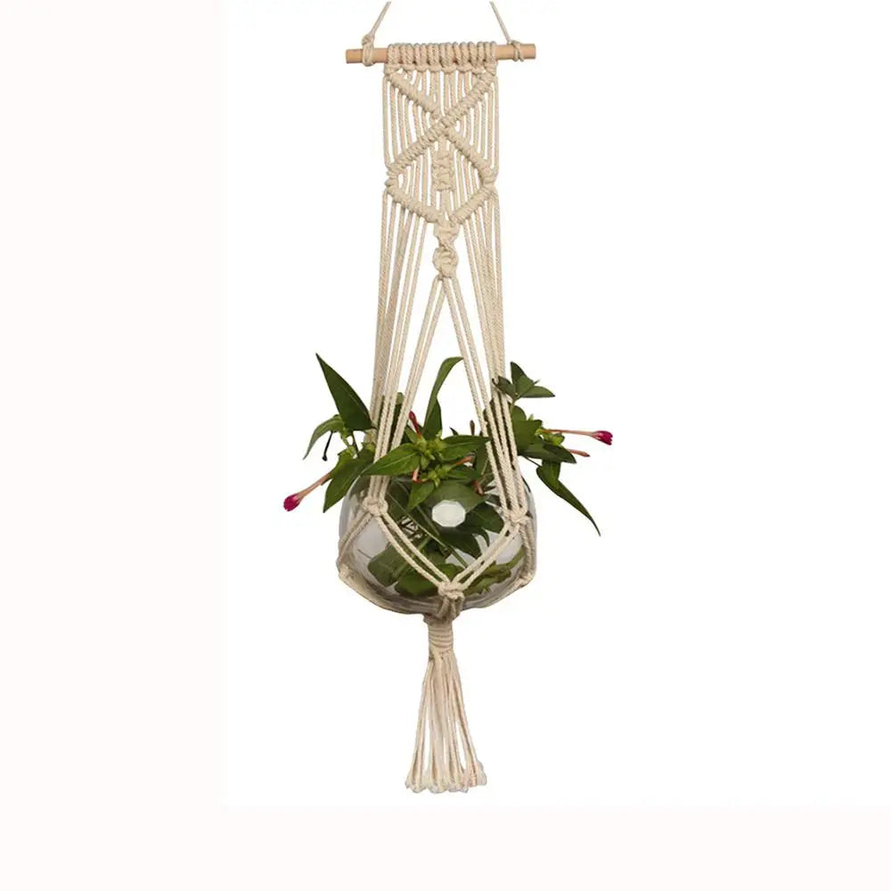 Handmade Macrame Plant Hanger Flower Pot Hanger Hanging Rope Braided Craft For Wall Decoration Countyard Garden Plant Holder