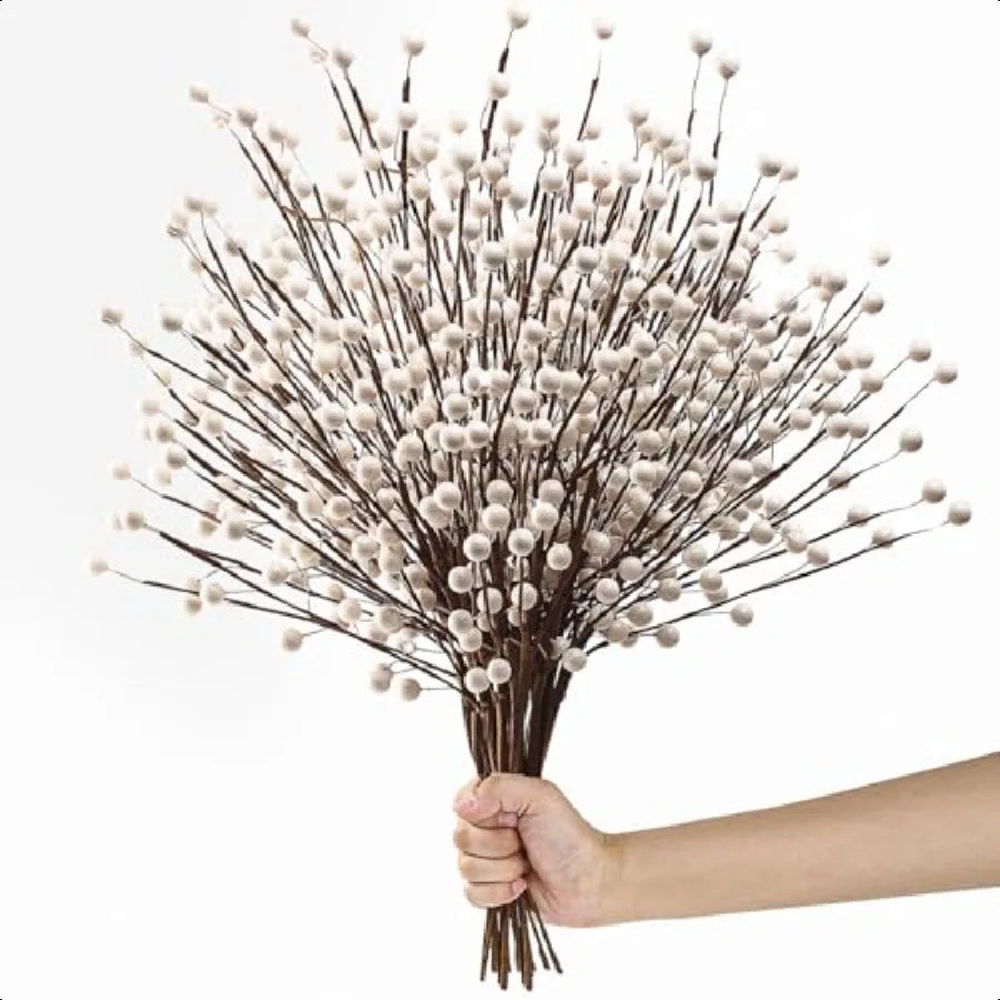 Winter Decorations 12Pcs Artificial Berry Stems White Berry Picks for Christmas Holiday Home