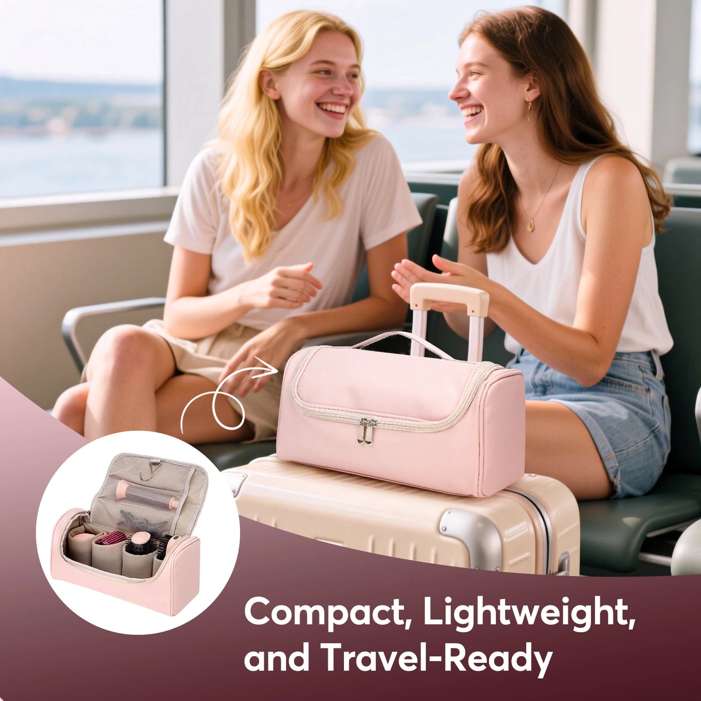 5 in 1 hair dryer brush set with Bag Professional Frizz-Free Auto Wrap Curler, High-Speed Hair Dryer,Straightening & Blow Dryer