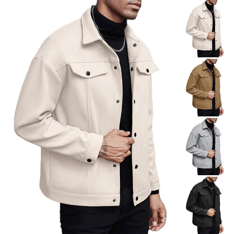 2025 autumn and winter new style, turtleneck woolen jacket, men's casual sports business jacket