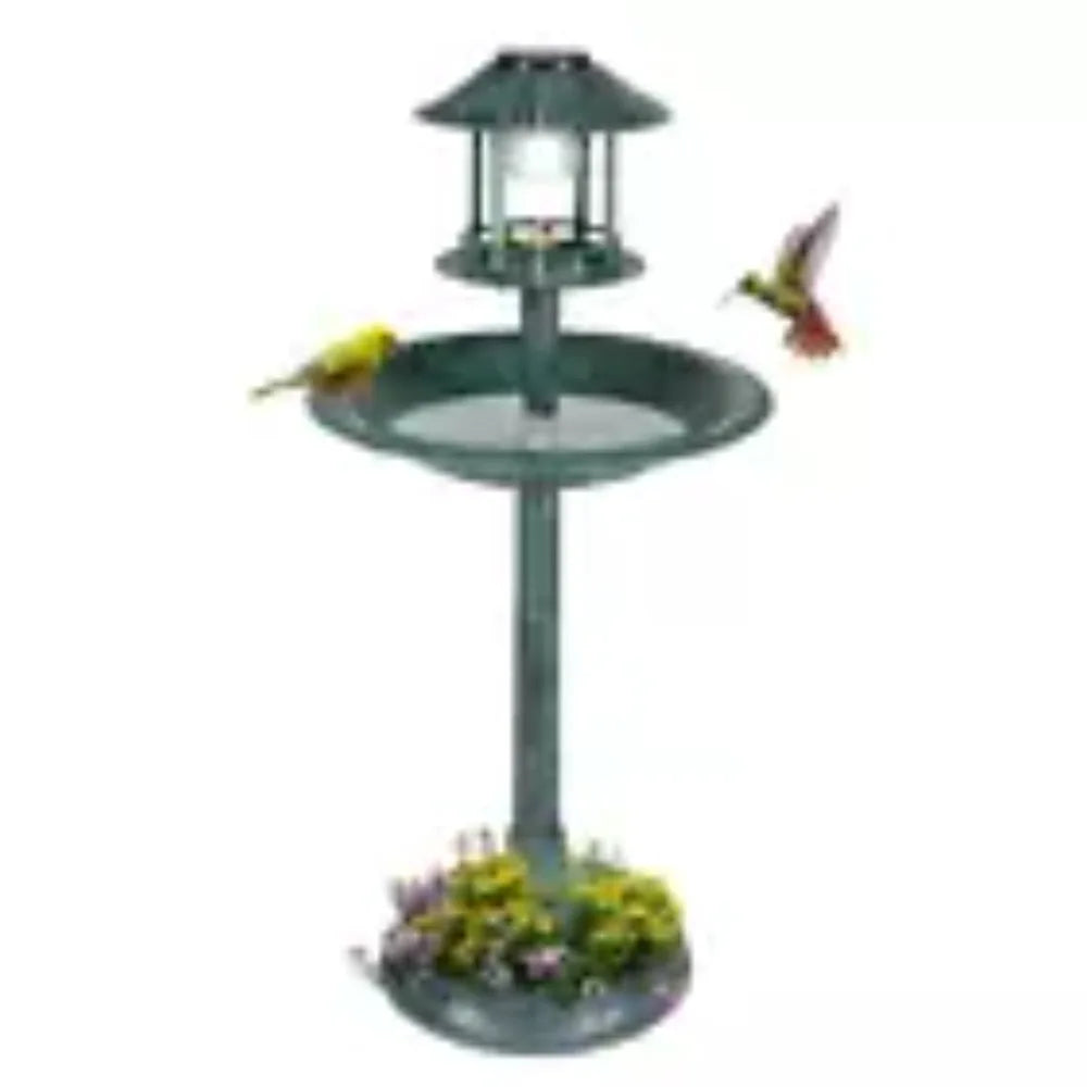 42" H Round Bird Bath with Solar Light