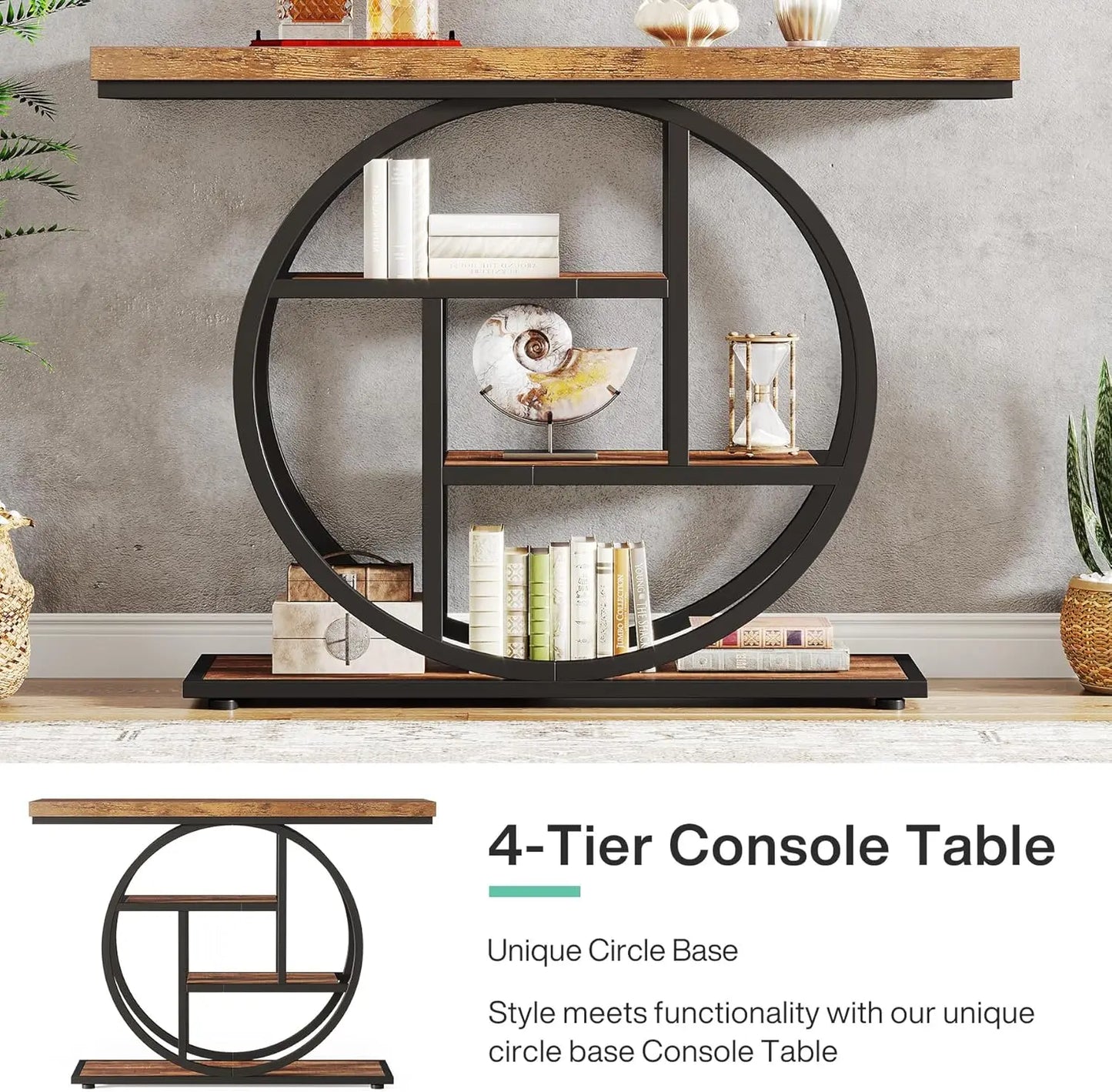 41.3" Console Table, 4-Tier Sofa Table Entryway Table
