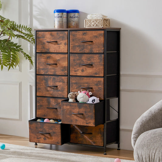 Bedroom Dresser With 10 Fabric Drawers