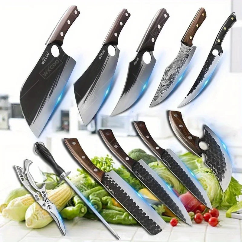 1-11PCS Kitchen Chef Knife Set Stainless Steel Sharp Multipurpose Utility Knife Professional Boning Vegetable Chopper Cutting