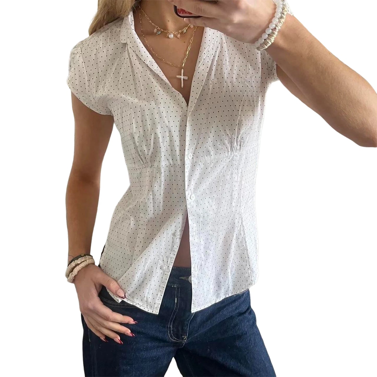 Women Floral Print Blouse V-Neck
