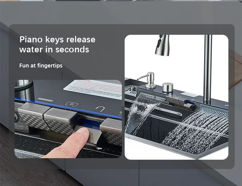 Stainless Steel Waterfall Kitchen Sink