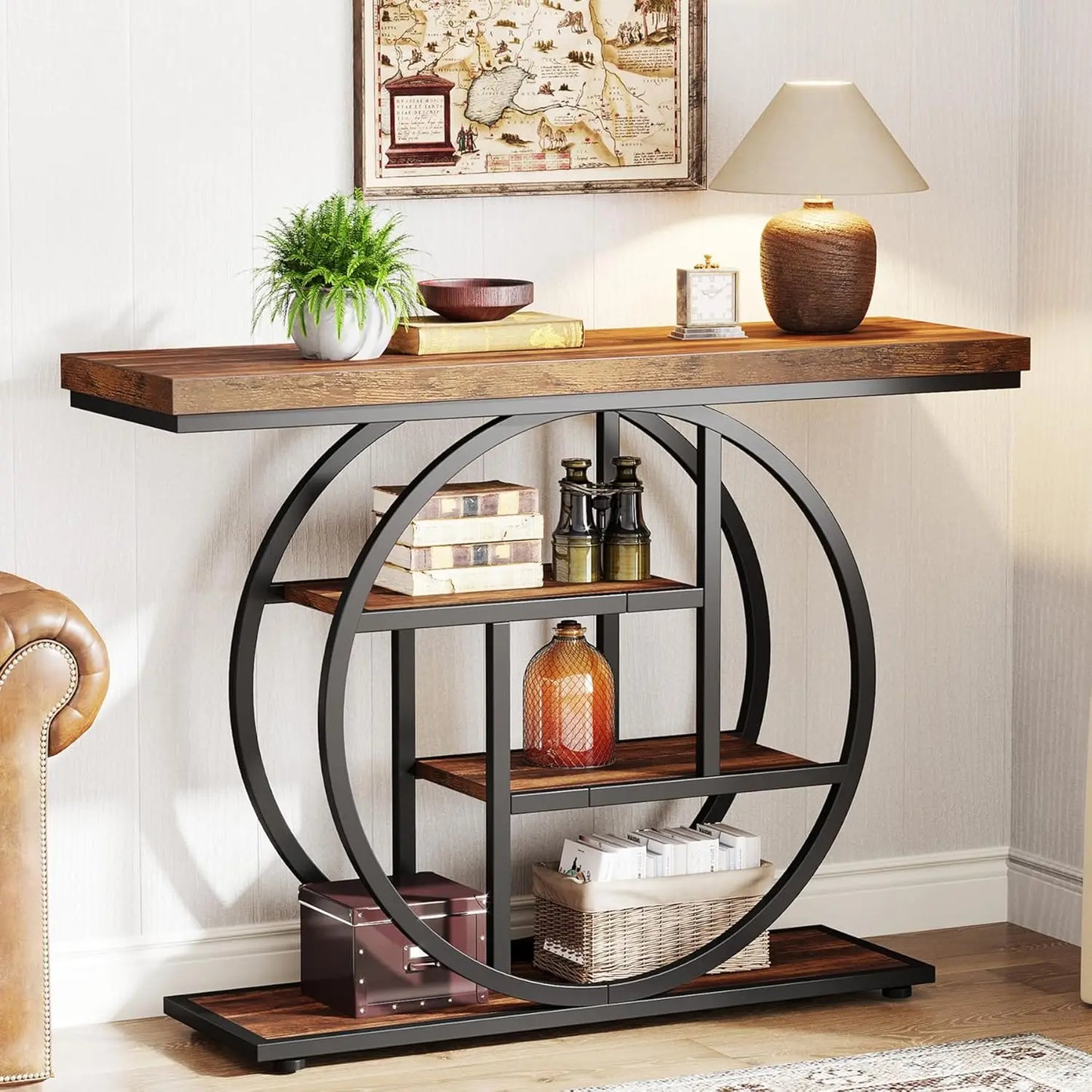 41.3" Console Table, 4-Tier Sofa Table Entryway Table