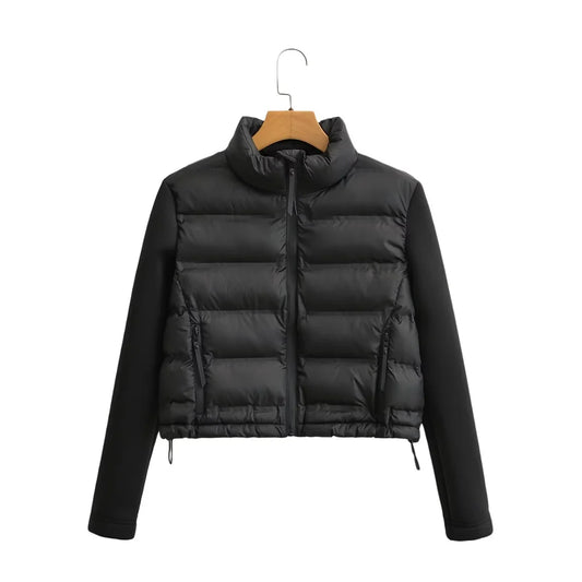 Autumn and winter new women's clothing European and American style fashionable versatile splicing short cotton jacket
