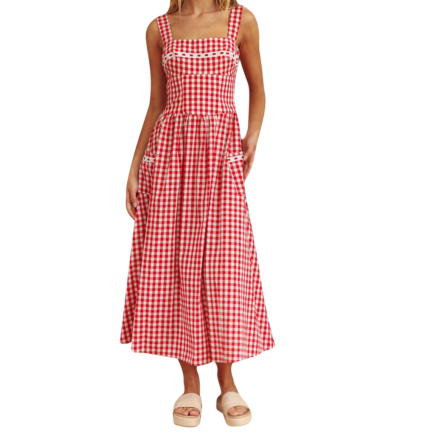 Sleeveless Floral Print Maxi Dress with V-Neckline and Adjustable Spaghetti Straps