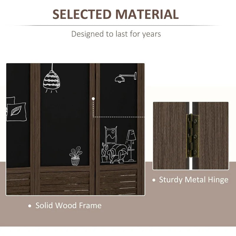 4-Panel Folding Room Divider with Blackboard, 5.5 Ft Tall