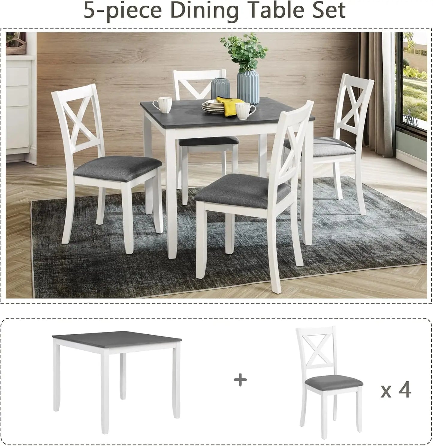 Kitchen Table and Chairs for 5 Piece set