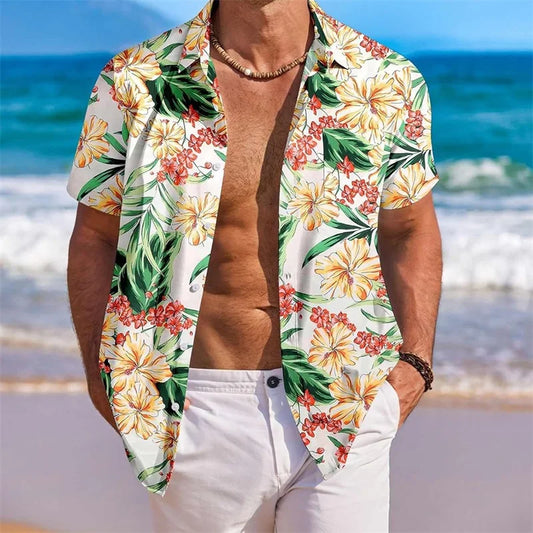 Men s Floral Print Short Sleeve