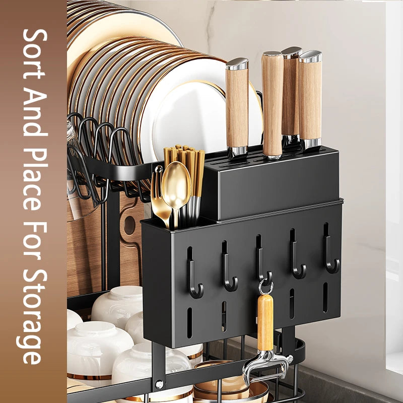 1 Or 2-Tier Space-Saving Kitchen Dish Drying Rack,