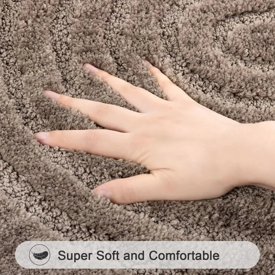 Bathroom Rugs Set 5 Piece, Plush Absorbent Bath Mats for Bathroom, Non Slip Machine Washable Bath Mat Set with Toilet Cover