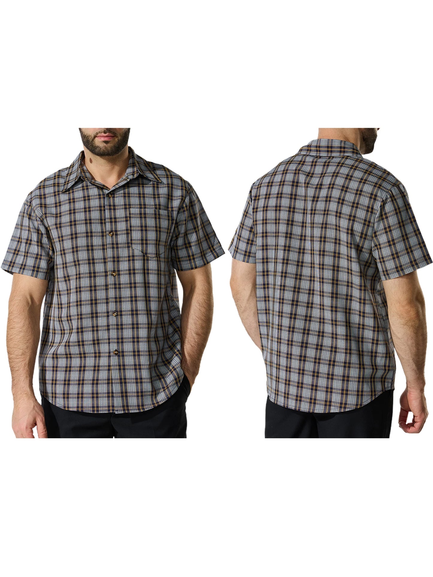 Men s Plaid Short Sleeve Button Down Shirt