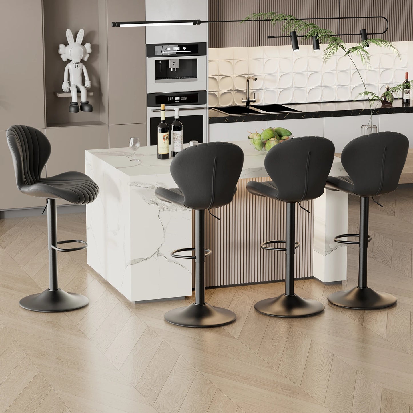 2 Pcs Set Backrest Bar Stools Luxury