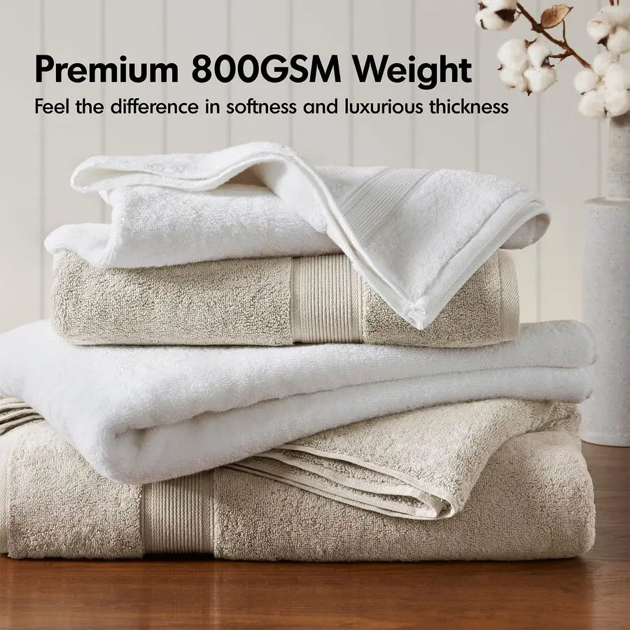 800GSM Bathroom Towel Set of 8 100 Cotton Bath Towel Set for Bathroom Luxurious Highly Absorbent 2 Bath Towels 2 Hand Towels 4 W
