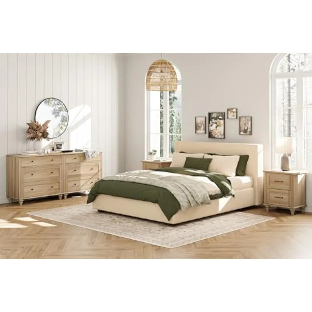 4 Piece Bedroom Set,  2 Wooden Dressers,  2 Bedside Table