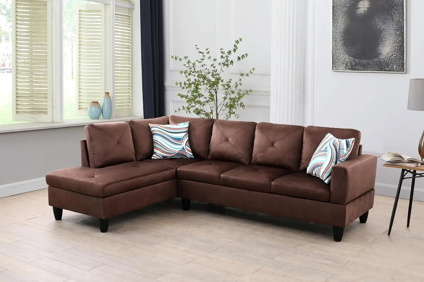 L Shape Sectional Sofa for Living Room with Ottoman
