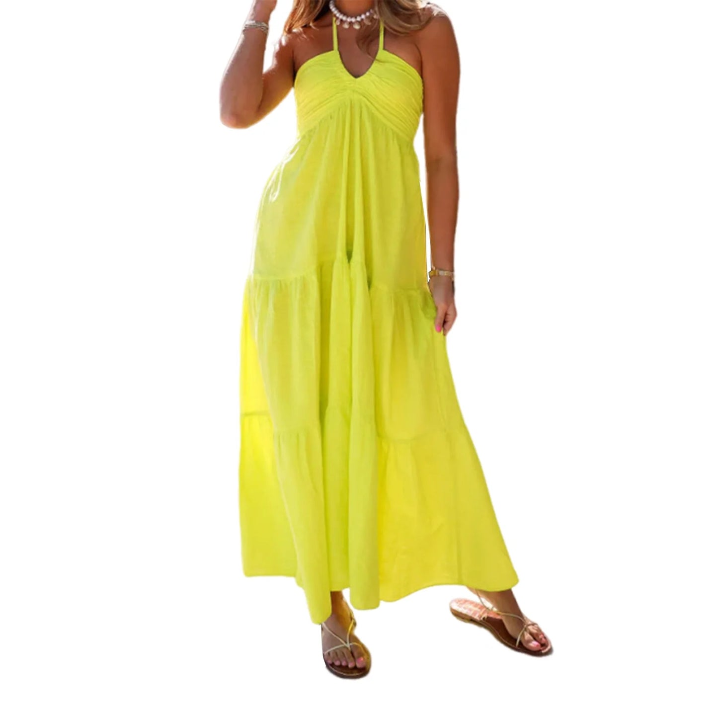 Elegant Sleeveless Maxi Dress  for Summer Beach Wedding Party Vacation Wear