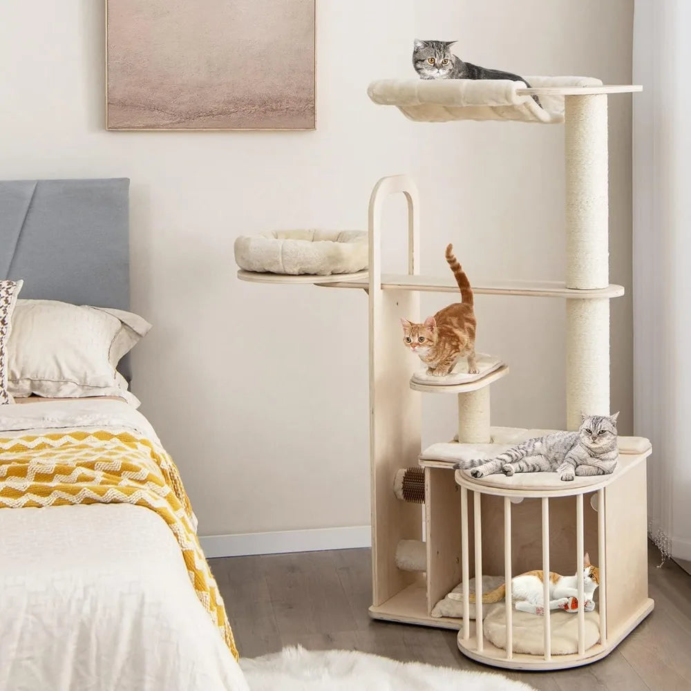 55 Inch Wood Cat Tree