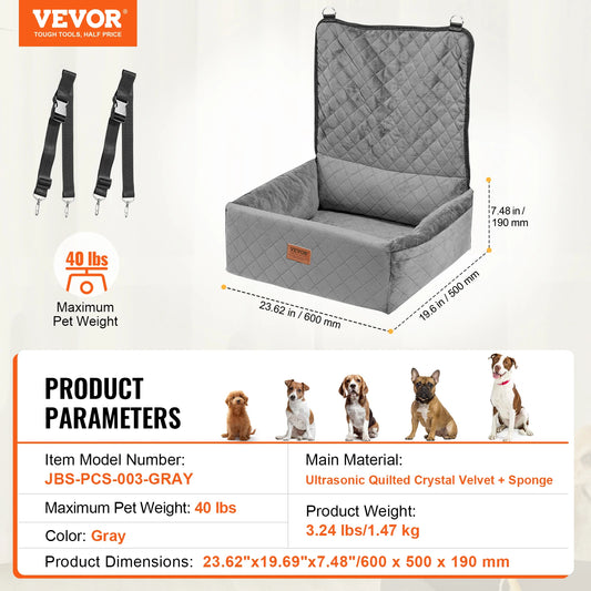 VEVOR Dog Car Seat Waterproof Dog Booster Seat