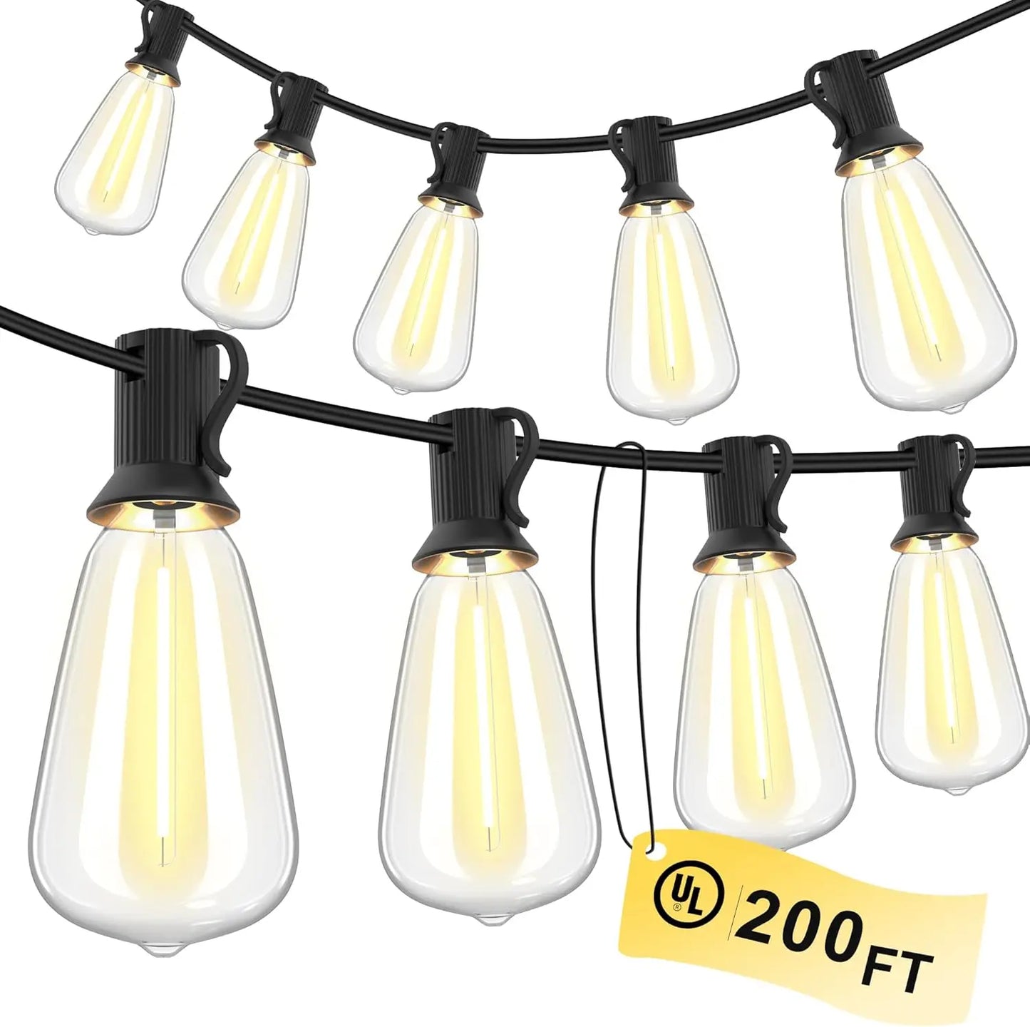 150FT LED Outdoor String Lights Waterproof Patio Lights Shatterproof ST38 Replaceable Bulbs Dimmable
