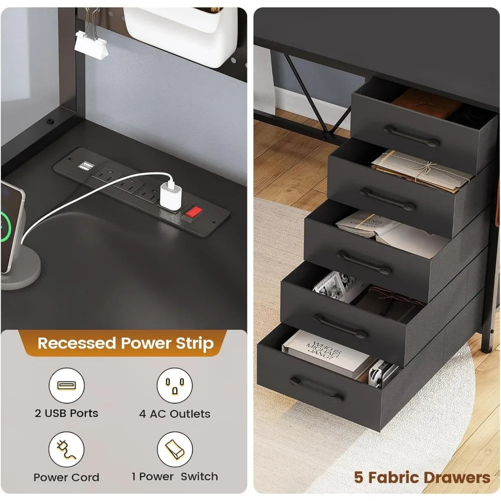 L Shaped Computer Desk with Hutch