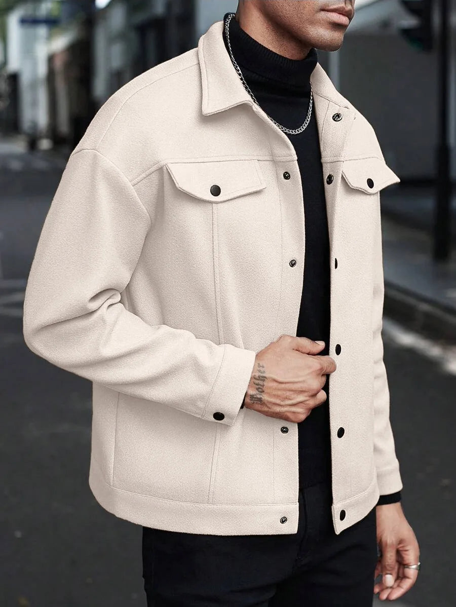 2025 autumn and winter new style, turtleneck woolen jacket, men's casual sports business jacket