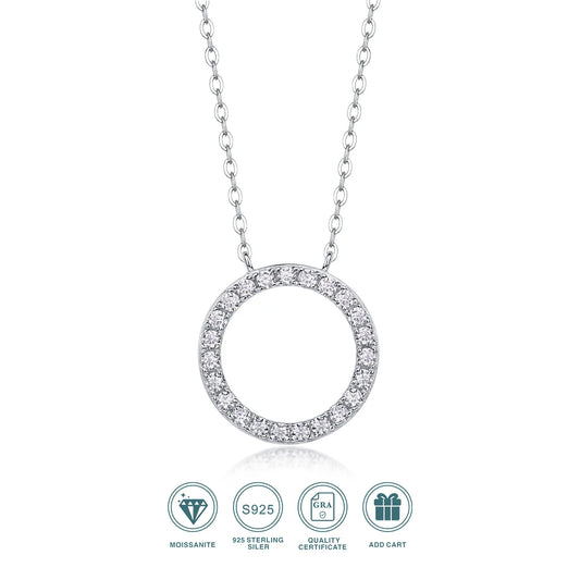 1.2CT D Color Double Circle Moissanite Necklace Pendant For Women GRA Certified S925 Silver Neck Chain Luxury Jewelry Gift