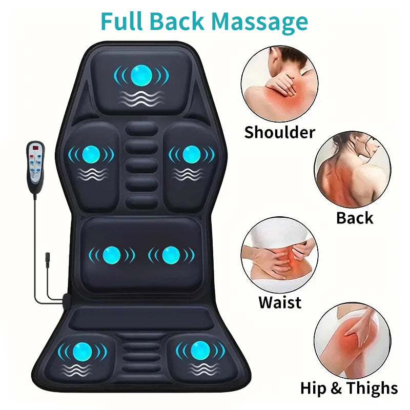 Electric Back Massager Full-Body Massage Chair Cushion Heating Vibrator Car Home Office Relaxatio Lumbar Neck Mattress Chair