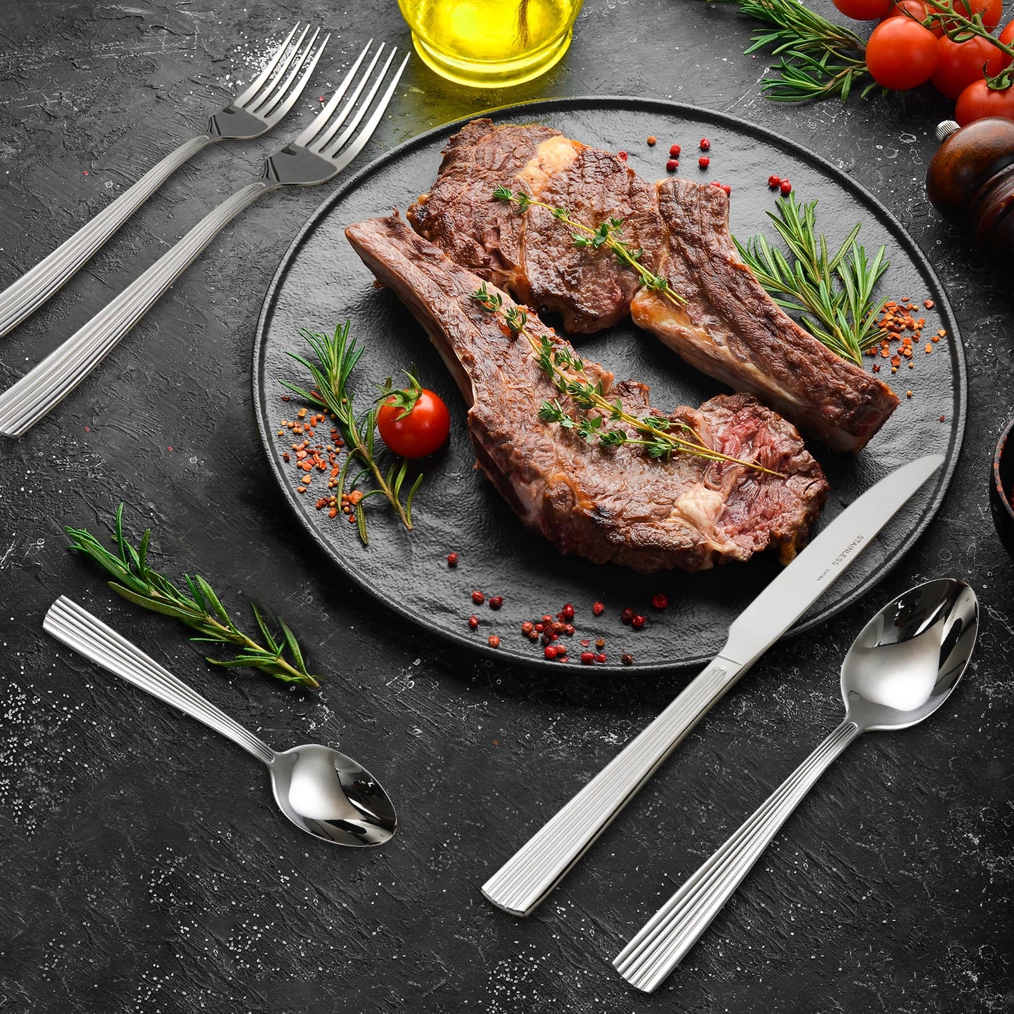 45pcs   Stainless Steel Silverware Set Flatware Utensil for Kitchen Dining Set