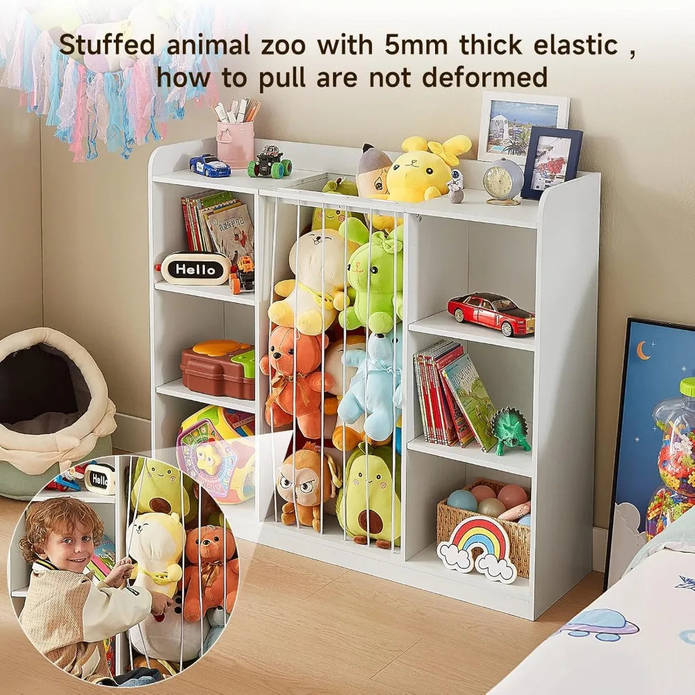 Toddler Stuffed Animal Zoo, Toy Storage Organizer for Playroom, Plush Toy Organizers and Storage, Book Shelf for Kids Rooms