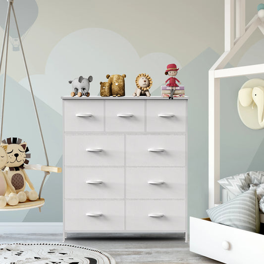 Dresser For Bedroom With 9 Fabric Storage Drawer