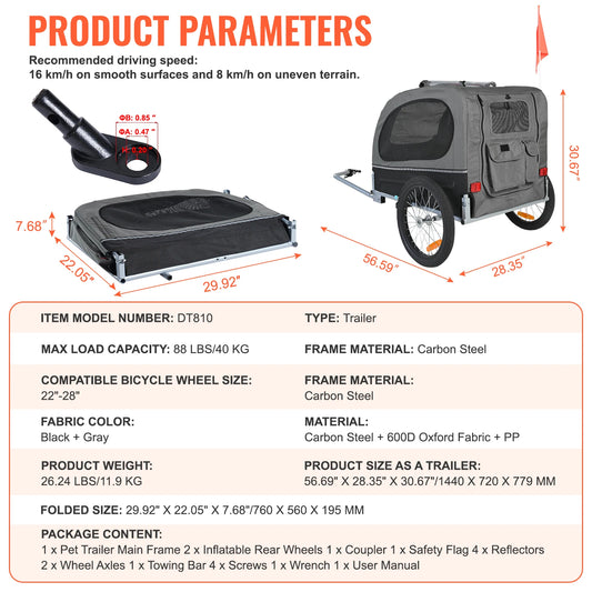 Pet Cart Bicycle Carrier with Wheels