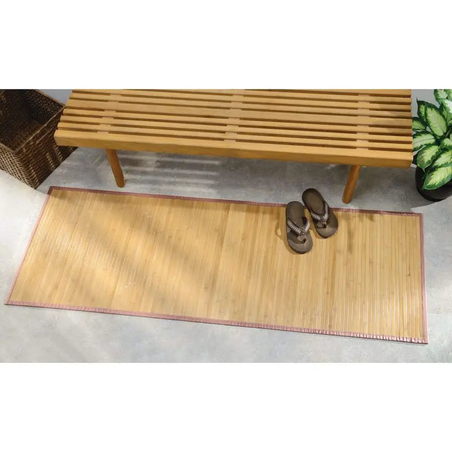 Bamboo NonSkid WaterResistant Floor Mat, The Formbu Collection 24 x 72, Natural Tan