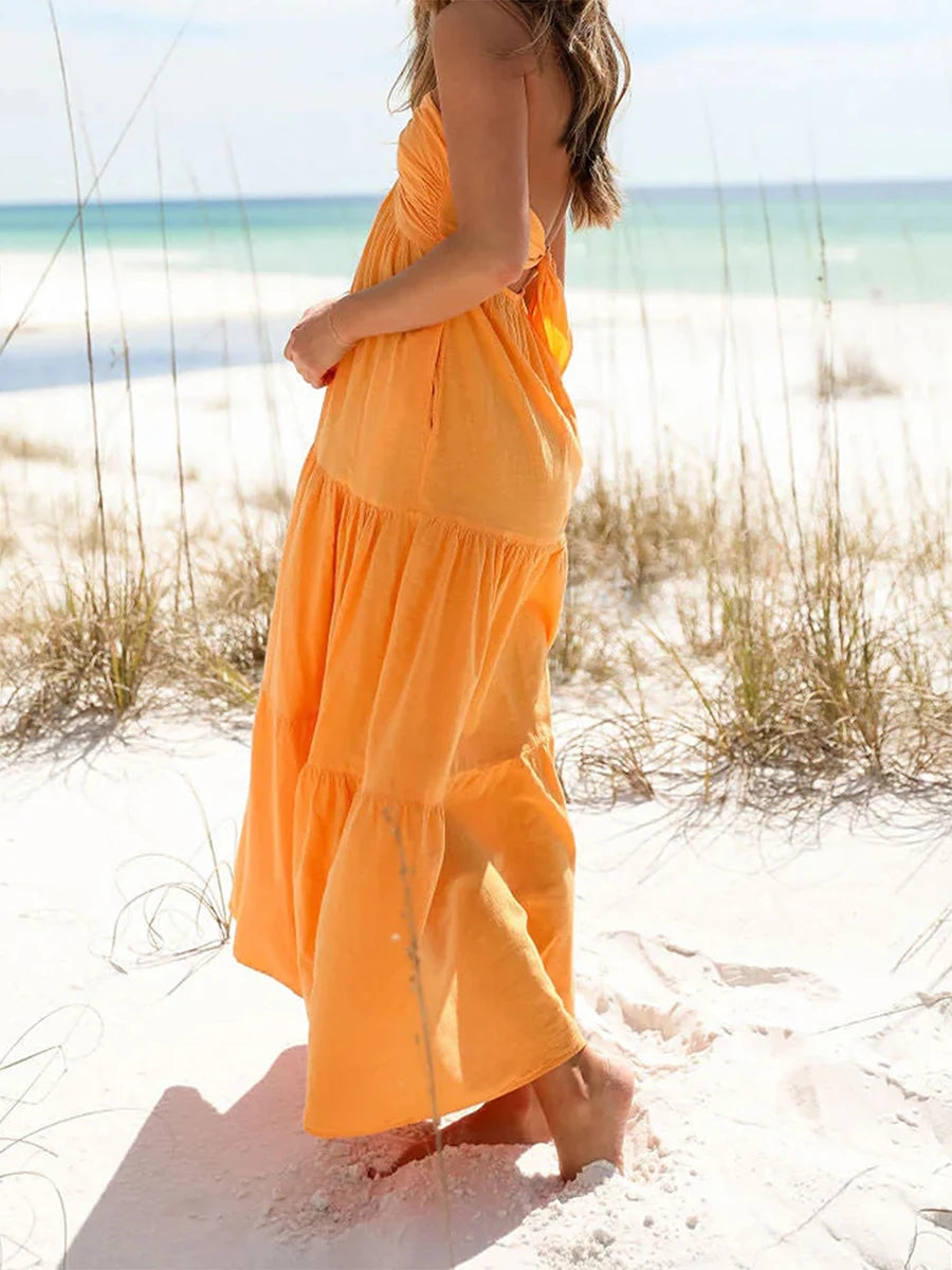 Elegant Sleeveless Maxi Dress  for Summer Beach Wedding Party Vacation Wear