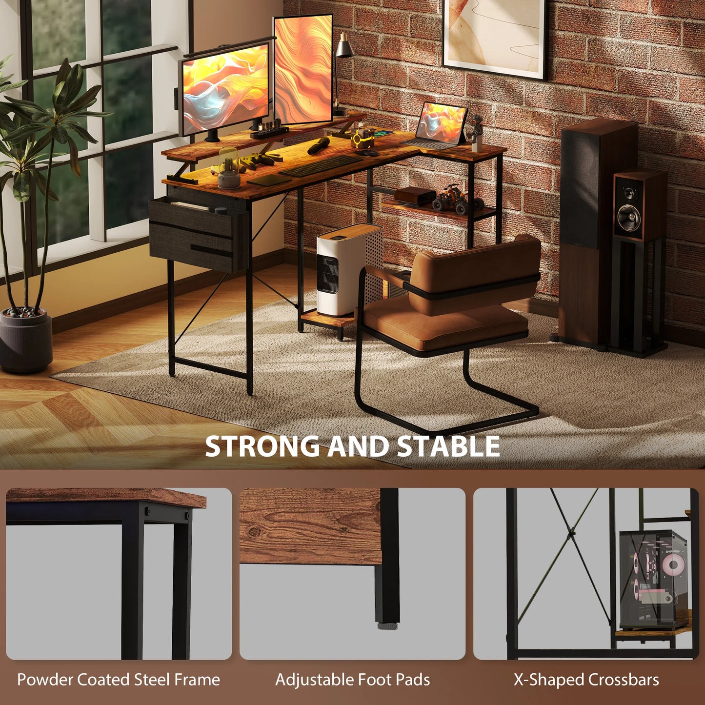 58" Reversible L Shaped Computer Desk