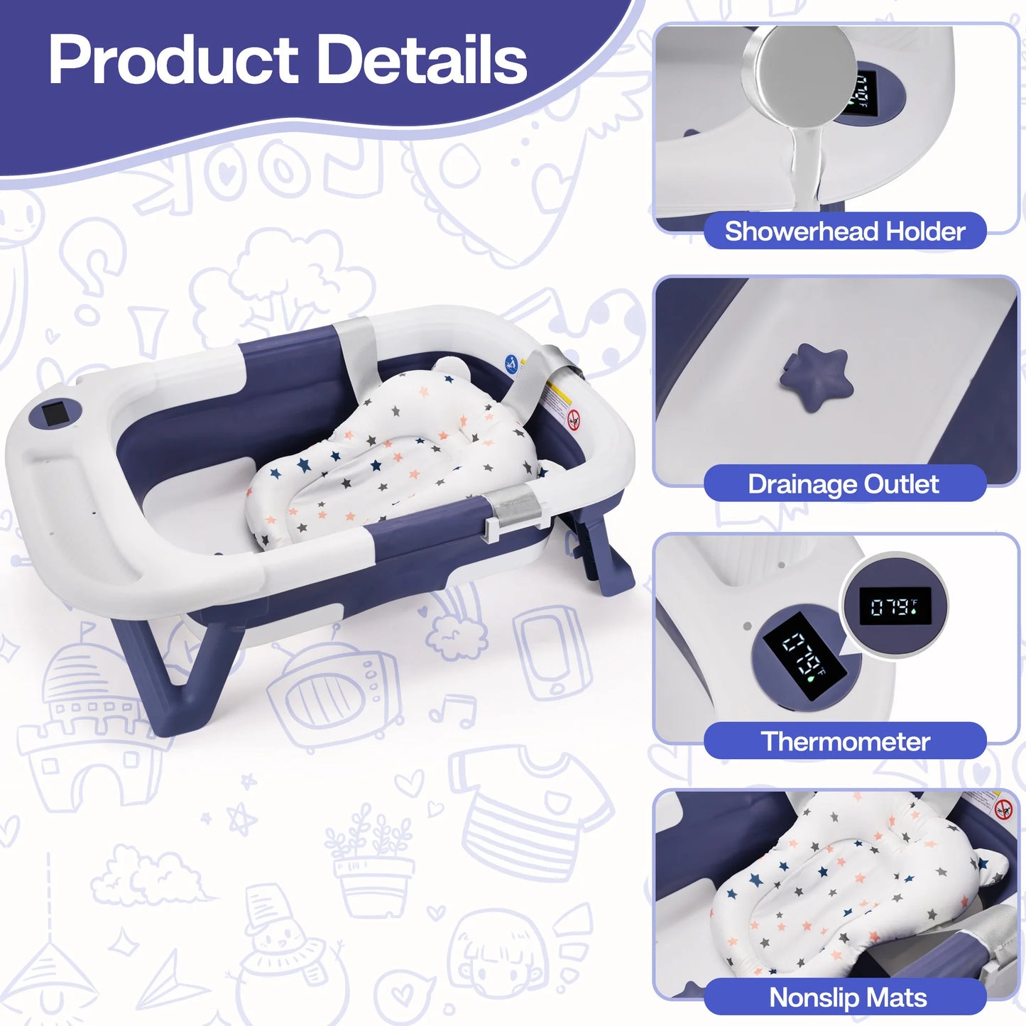 ,Baby Bath Tub with Soft Cushion