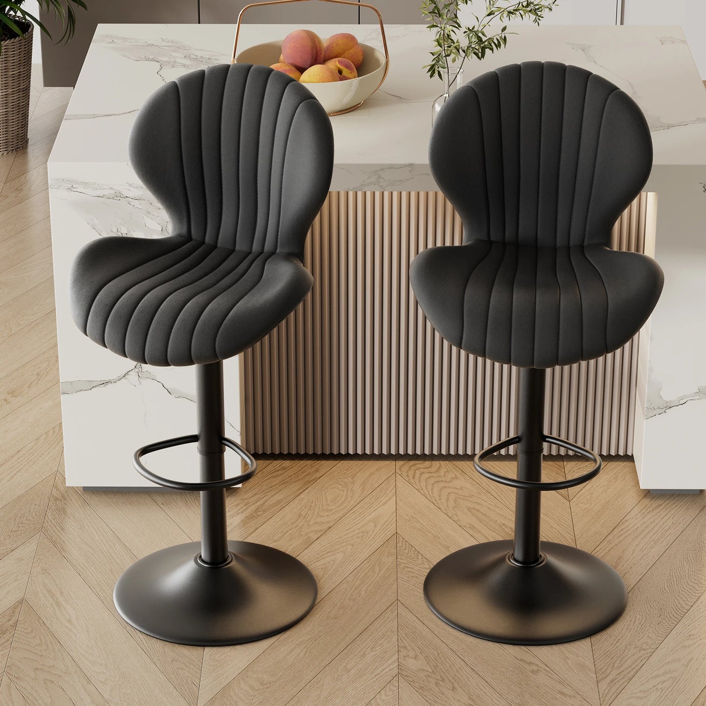 2 Pcs Set Backrest Bar Stools Luxury