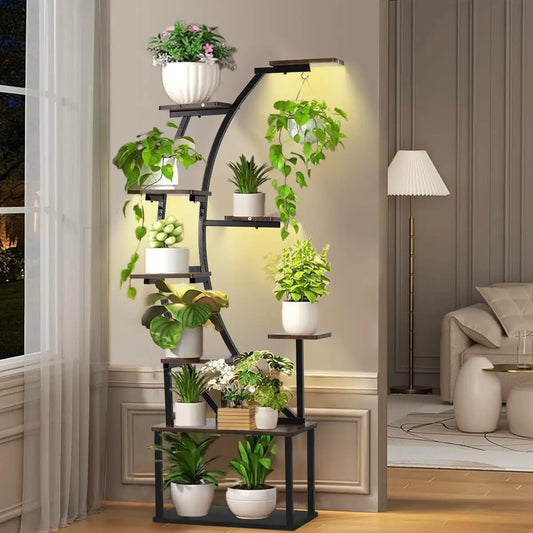 Black Plant Stand with Grow Light