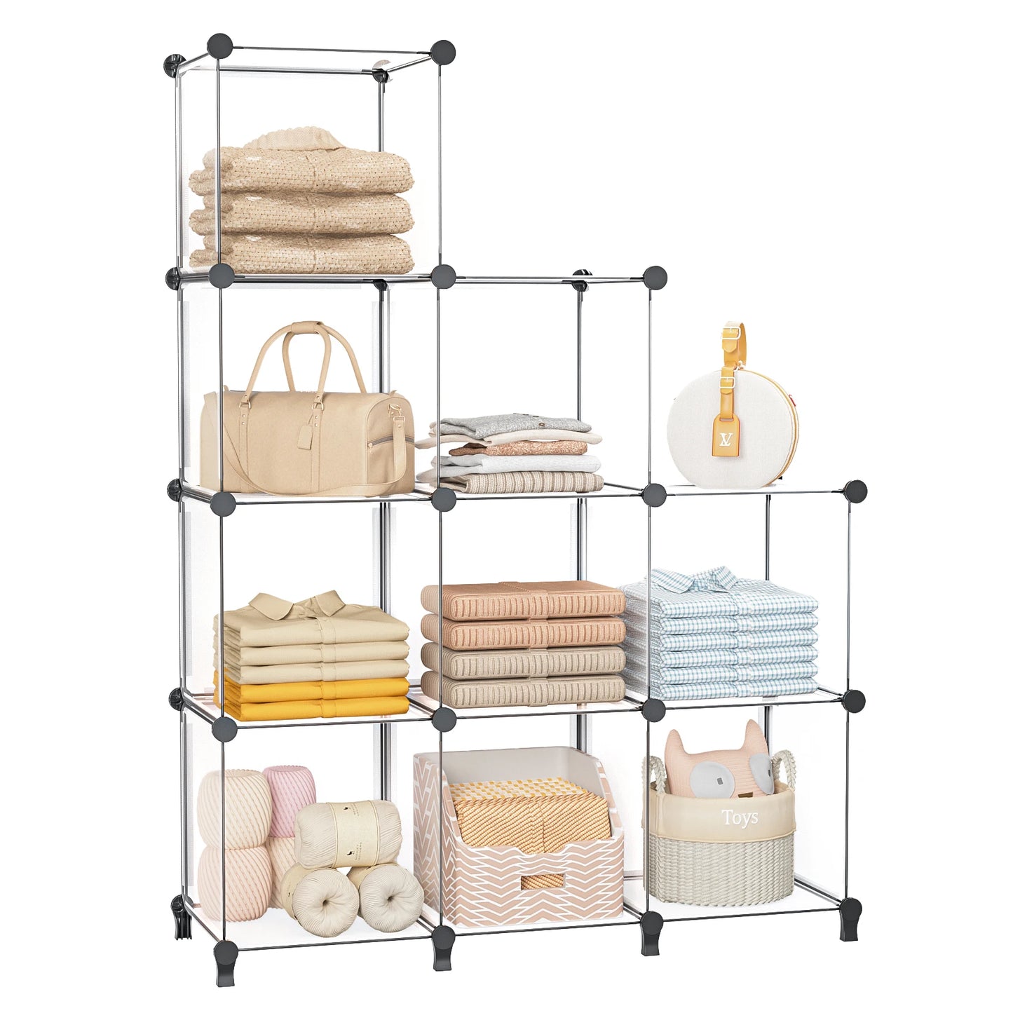 Closet Organizer, 9 Cube Closet Organizers and Storage,DIY Stackable Clothes Organizer Shelving,Cube Storage Organizer