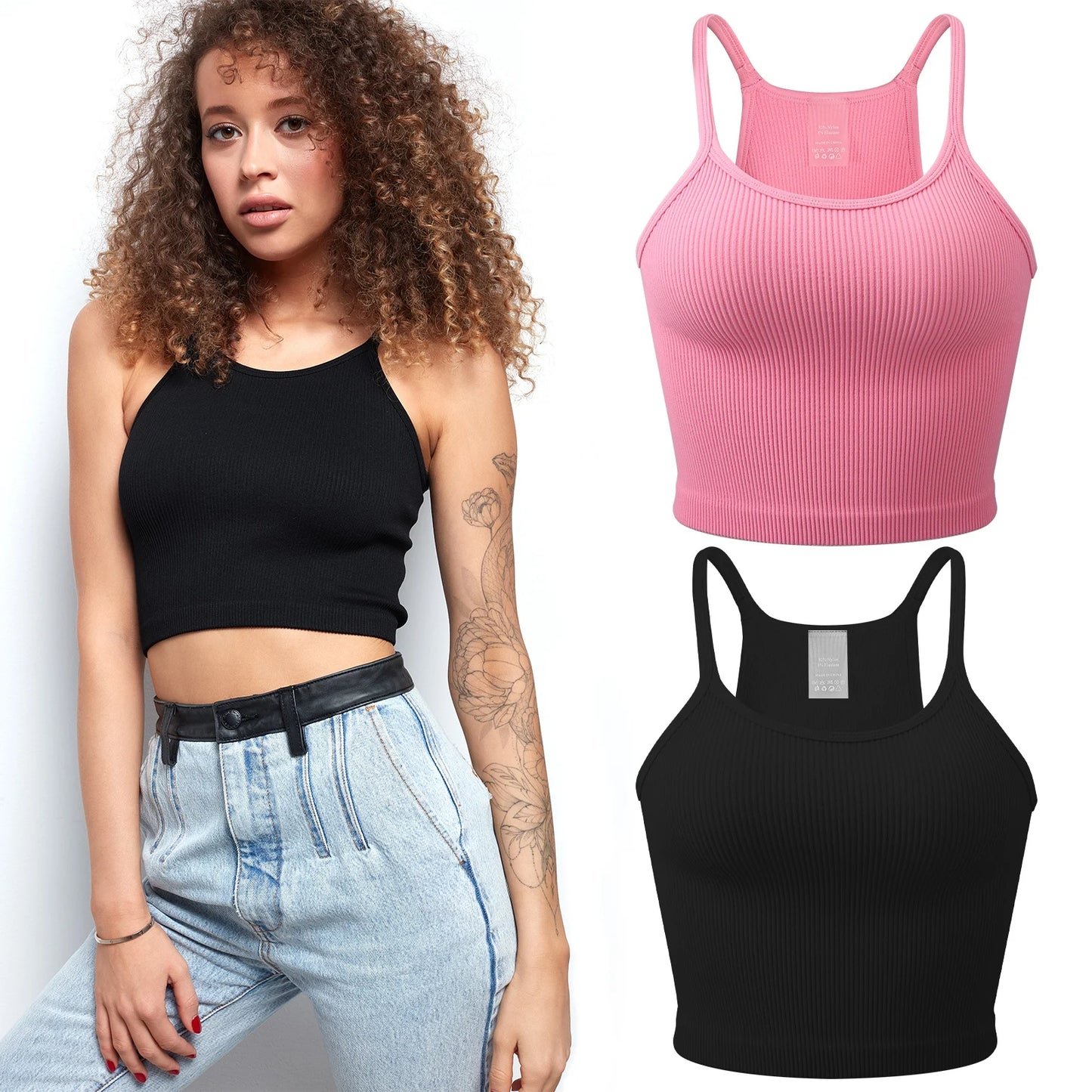2 Pieces Women Tank Tops Sexy Going Out Sports